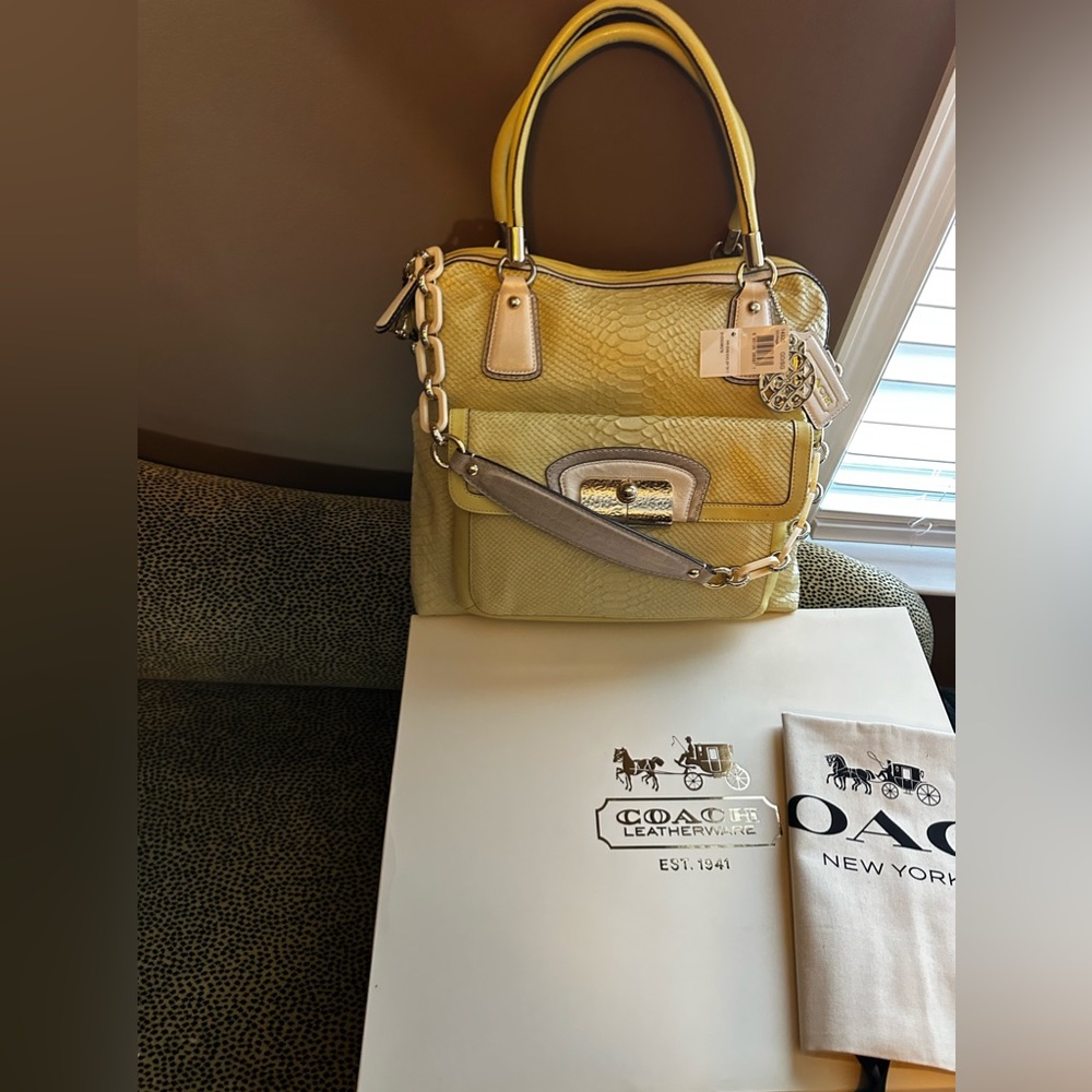 COACH ❤️ Kristin Embossed Metallic Python Large Tote Bag~STYLE #14920~NWT - Picture 4 of 15